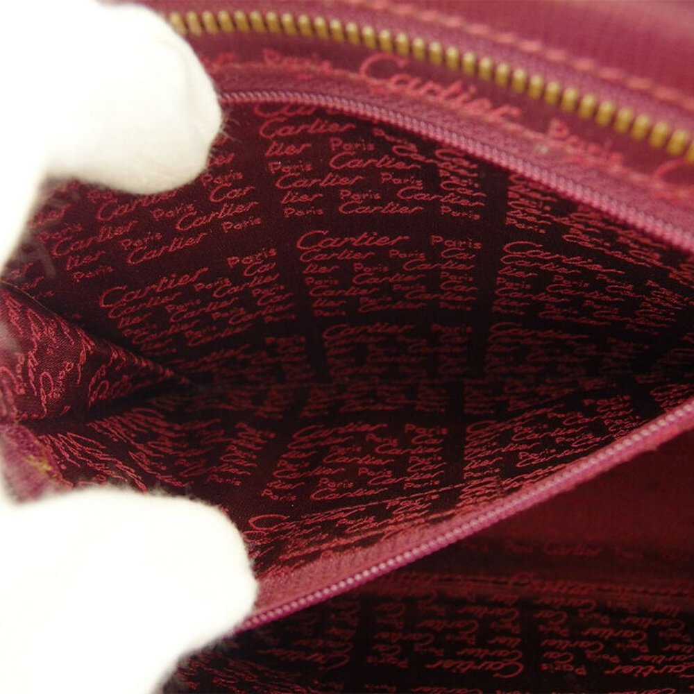 Cartier clutch bag mast line Bordeaux leather Auth used E1619 - Picture 5 of 8